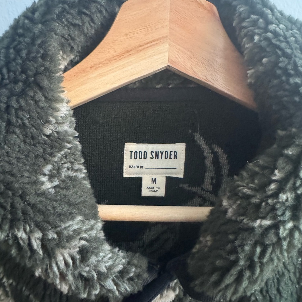 Todd Snyder Olive & Cream Patterned Sherpa Jacket - Picture 2 of 2